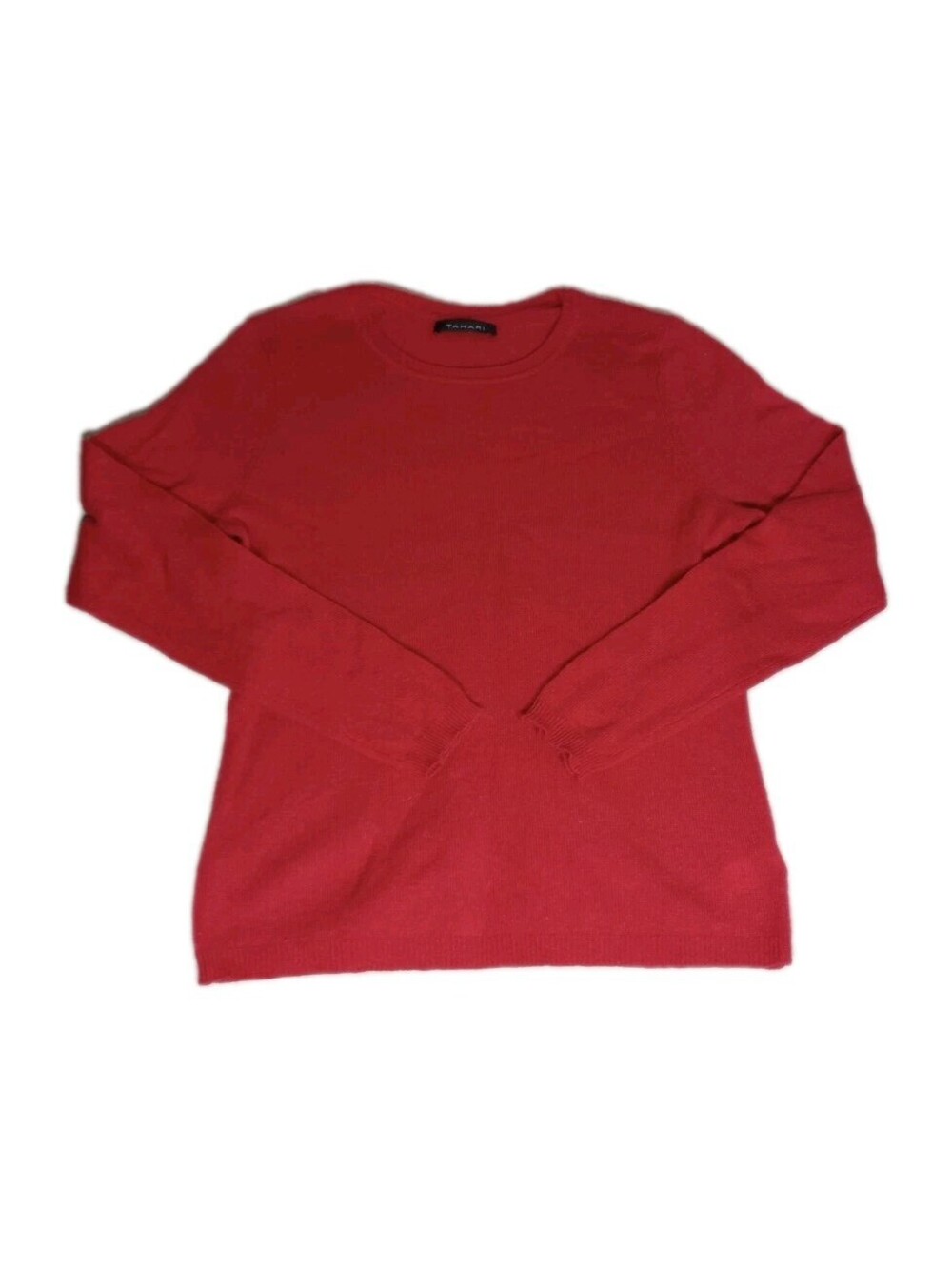 Tahari Sweater 100% Cashmere Long Sleeve Red Festive Holiday Christmas